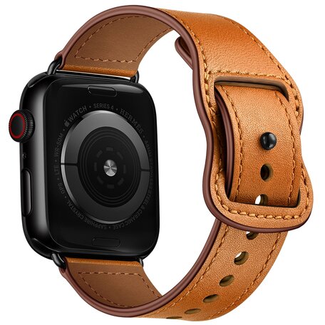 Leren bandje dubbele lus - Bruin - Geschikt voor Apple Watch 38mm / 40mm / 41mm