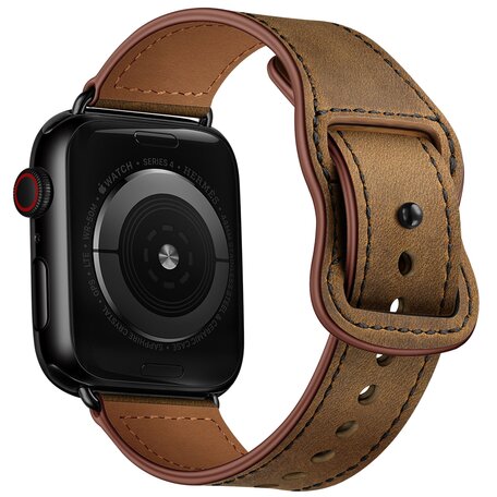 Leren bandje dubbele lus - Gemeleerd bruin - Geschikt voor Apple Watch 38mm / 40mm / 41mm