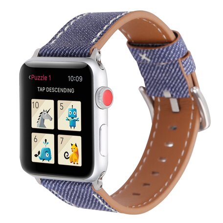 Denim Pattern Echt Leren bandje - Donker blauw - Geschikt voor Apple Watch 38mm / 40mm / 41mm