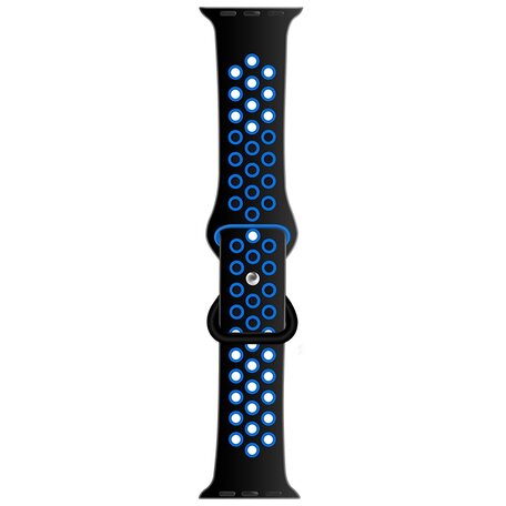 Sportbandje met extra lus - Zwart + Blauw - Geschikt voor Apple Watch 38mm / 40mm / 41mm