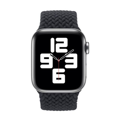 Braided Solo Loop nylon bandje - Maat: L - Zwart - Geschikt voor Apple Watch 38mm / 40mm / 41mm