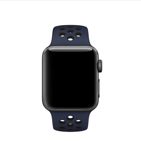 Sportbandje - Maat: M/L - Blauw + Zwart - Geschikt voor Apple Watch 38mm / 40mm / 41mm