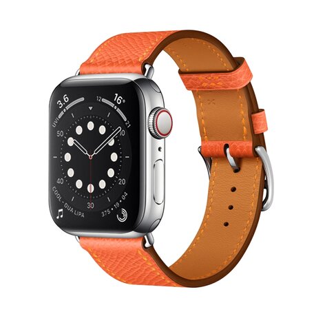 Lederen bandje - Oranje - Geschikt voor Apple Watch 38mm / 40mm / 41mm