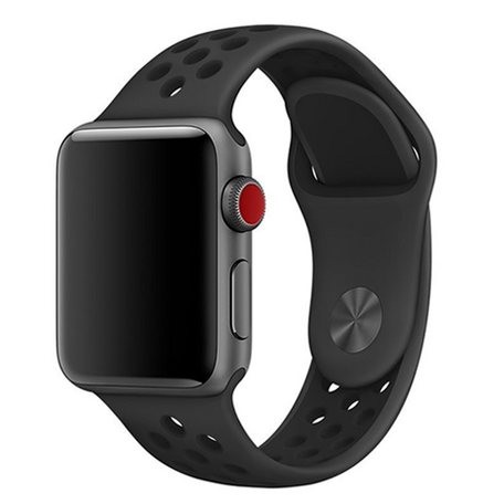 Sportbandje - Maat: S/M - Zwart - Geschikt voor Apple Watch 38mm / 40mm / 41mm