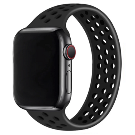 Solo Loop Sportbandje - Maat: L - Zwart - Geschikt voor Apple Watch 38mm / 40mm / 41mm