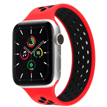 Solo Loop Sportbandje - Maat: S - Rood + Zwart - Geschikt voor Apple Watch 38mm / 40mm / 41mm