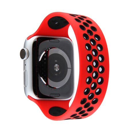 Solo Loop Sportbandje - Maat: S - Rood + Zwart - Geschikt voor Apple Watch 38mm / 40mm / 41mm