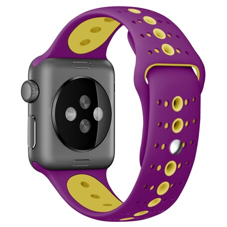 Sportbandje combi-kleuren - Paars + geel - Geschikt voor Apple Watch 38mm / 40mm / 41mm
