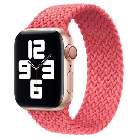 Braided Solo Loop nylon bandje - Maat: L - Roze - Geschikt voor Apple Watch 38mm / 40mm / 41mm