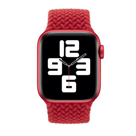 Braided Solo Loop nylon bandje - Maat: L - Rood - Geschikt voor Apple Watch 38mm / 40mm / 41mm