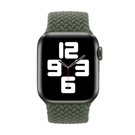 Braided Solo Loop nylon bandje - Maat: L - Groen - Geschikt voor Apple Watch 38mm / 40mm / 41mm