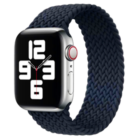 Braided Solo Loop bandje - Maat: L - Donkerblauw - Geschikt voor Apple Watch 38mm / 40mm / 41mm
