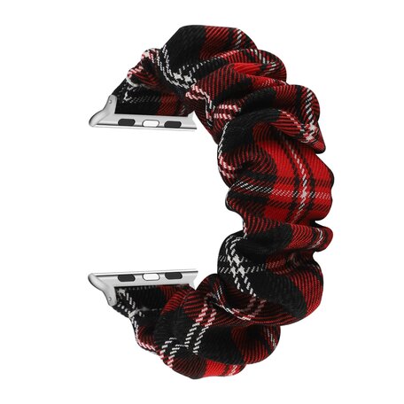 Elastisch scrunchie nylon bandje - Rood / Zwart - Geschikt voor Apple Watch 38mm / 40mm / 41mm