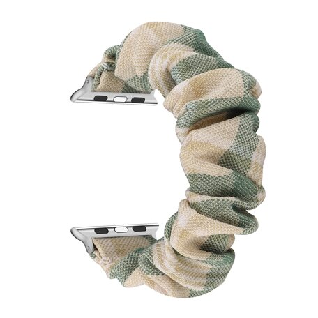 Elastisch scrunchie nylon bandje - Khaki / Groen - Geschikt voor Apple Watch 38mm / 40mm / 41mm