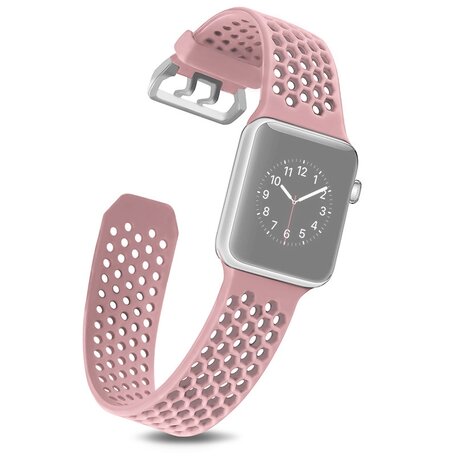 Bandje met gaatjes - Lichtroze - Geschikt voor Apple Watch 38mm / 40mm / 41mm