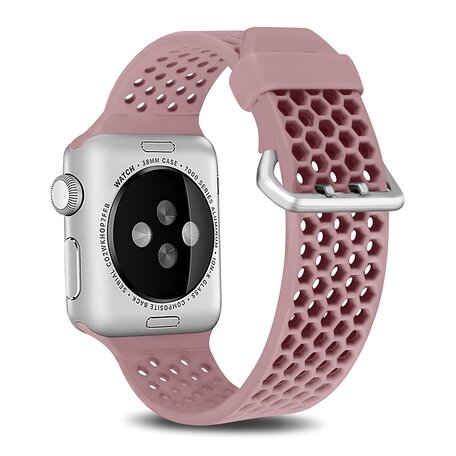 Bandje met gaatjes - Lichtroze - Geschikt voor Apple Watch 38mm / 40mm / 41mm