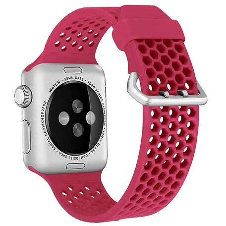 Bandje met gaatjes - Rood - Geschikt voor Apple Watch 38mm / 40mm / 41mm