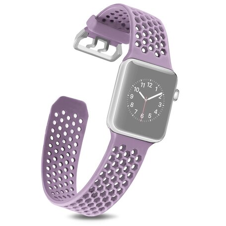 Bandje met gaatjes - Lichtpaars - Geschikt voor Apple Watch 38mm / 40mm / 41mm