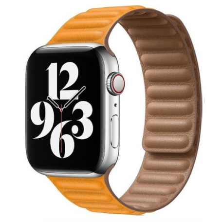 Leather Link serie bandje - Geel - Geschikt voor Apple Watch 38mm / 40mm / 41mm