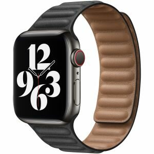 Leather Link serie bandje - Zwart - Geschikt voor Apple Watch 38mm / 40mm / 41mm