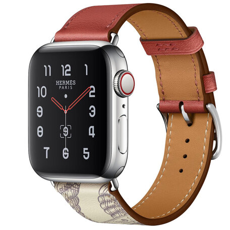 Leren bandje met print - Rood - Geschikt voor Apple Watch 38mm / 40mm / 41mm