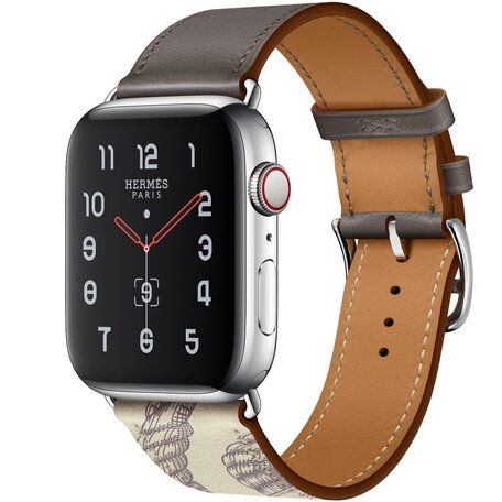 Leren bandje met print - Bruin - Geschikt voor Apple Watch 38mm / 40mm / 41mm