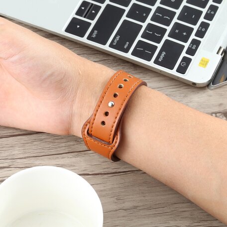 Leren bandje - Camel Bruin - Geschikt voor Apple Watch 38mm / 40mm / 41mm