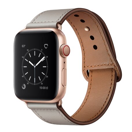 Leren bandje - Taupe - Geschikt voor Apple Watch 38mm / 40mm / 41mm