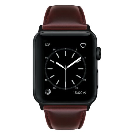 Luxe Echt Lederen bandje - Bruin - Geschikt voor Apple Watch 38mm / 40mm / 41mm