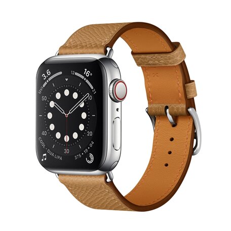 Lederen bandje - Licht Bruin - Geschikt voor Apple Watch 38mm / 40mm / 41mm