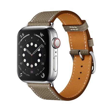 Lederen bandje - Grijs - Geschikt voor Apple Watch 38mm / 40mm / 41mm