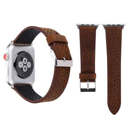 Dot Pattern Leren bandje - Bruin - Geschikt voor Apple Watch 38mm / 40mm / 41mm