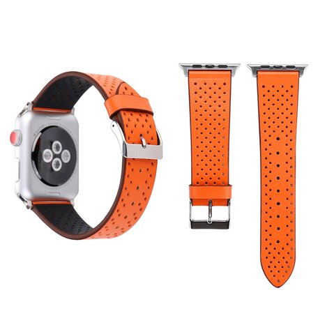 Dot Pattern Leren bandje - Oranje - Geschikt voor Apple Watch 38mm / 40mm / 41mm