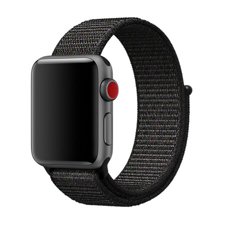 Sport Loop bandje - Zwart / Oranje - Geschikt voor Apple Watch 38mm / 40mm / 41mm