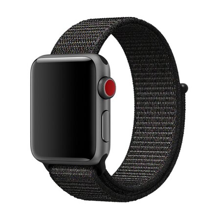 Sport Loop nylon bandje - Zwart / Oranje - Geschikt voor Apple Watch 38mm / 40mm / 41mm