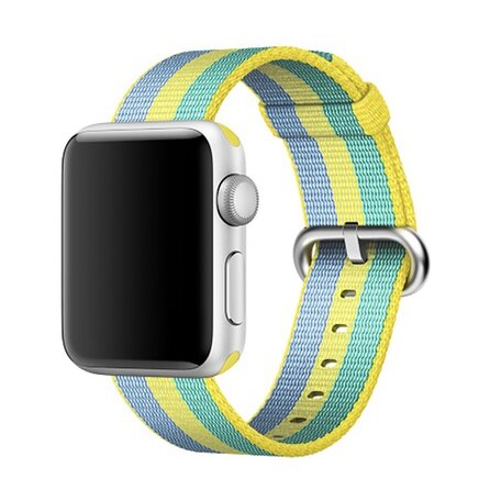 Nylon bandje - Geel / Groen / Blauw - Geschikt voor Apple Watch 38mm / 40mm / 41mm