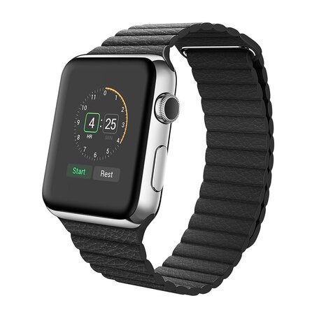 PU Leather Loop bandje - Zwart - Geschikt voor Apple Watch 38mm / 40mm / 41mm