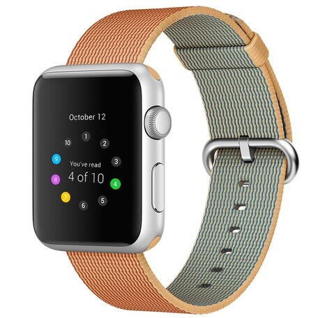 Nylon bandje - Licht bruin / Rood - Geschikt voor Apple Watch 38mm / 40mm / 41mm