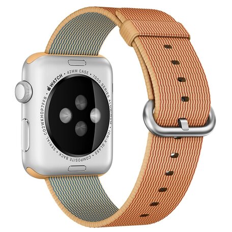 Nylon bandje - Licht bruin / Rood - Geschikt voor Apple Watch 38mm / 40mm / 41mm