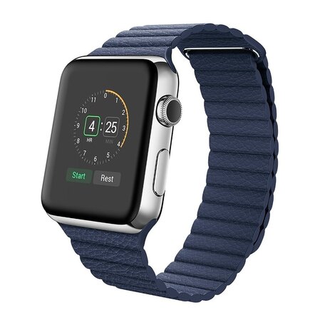 PU Leather Loop bandje - Blauw - Geschikt voor Apple Watch 38mm / 40mm / 41mm