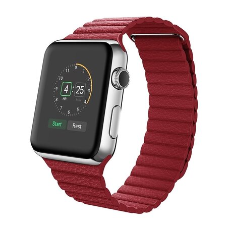 PU Leather Loop bandje - Rood - Geschikt voor Apple Watch 38mm / 40mm / 41mm