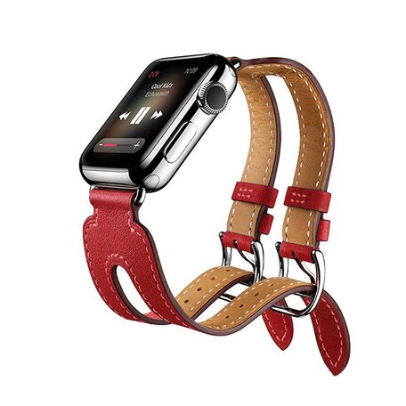 Kakapi Double Buckle Bandje - Rood - Geschikt voor Apple watch 38mm / 40mm / 41mm