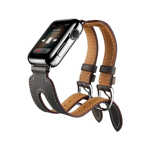 Kakapi Double Buckle Bandje - Zwart - Geschikt voor Apple watch 38mm / 40mm / 41mm