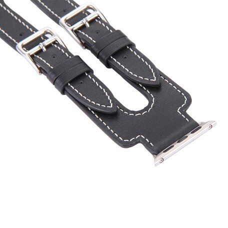 Kakapi Double Buckle Bandje - Zwart - Geschikt voor Apple watch 38mm / 40mm / 41mm