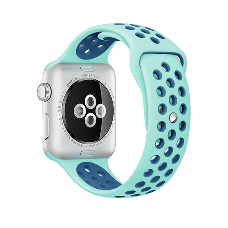 Sportbandje - Maat: M/L - Blauw + Groen - Geschikt voor Apple watch 38mm / 40mm / 41mm