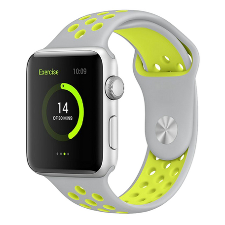 Sportbandje - Maat: M/L - Grijs + Geel - Geschikt voor Apple watch 38mm / 40mm / 41mm