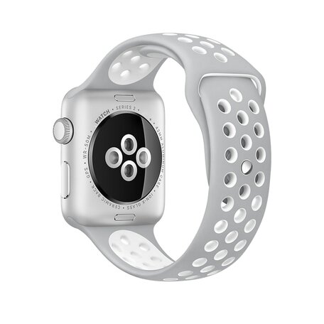 Sportbandje - Maat: M/L - Grijs + Wit - Geschikt voor Apple watch 38mm / 40mm / 41mm