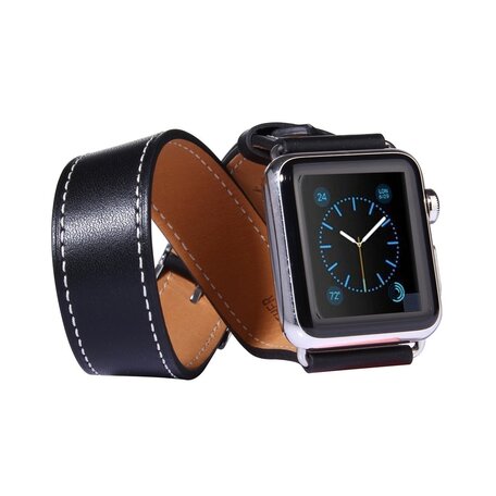 Kakapi Double Strap bandje - Zwart - Geschikt voor Apple watch 38mm / 40mm / 41mm