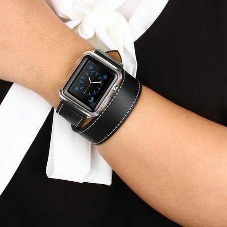 Kakapi Double Strap bandje - Zwart - Geschikt voor Apple watch 38mm / 40mm / 41mm