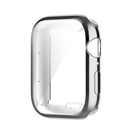Siliconen case (volledig beschermd) 45mm - Zilver - Geschikt voor Apple watch 45mm